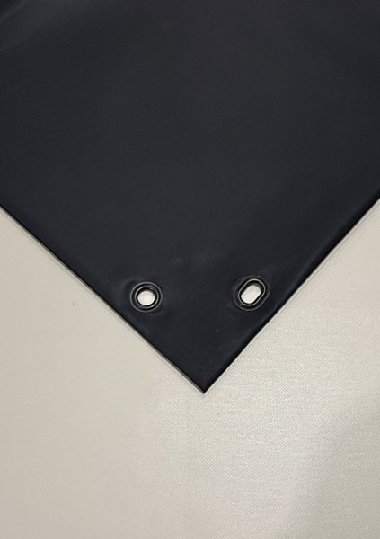 PVC matt mit Canvas-Maserung mit Saum und Ösen alle 100cm, Midnight Black