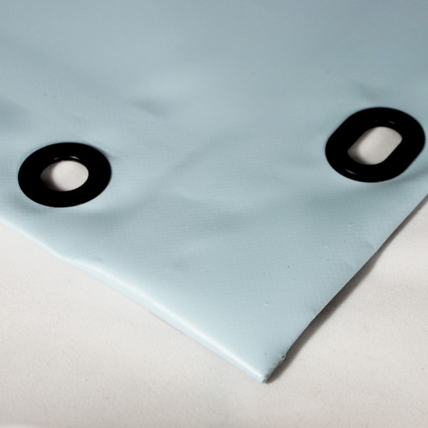 PVC matt mit Saum und Ösen alle 100cm, taubenblau