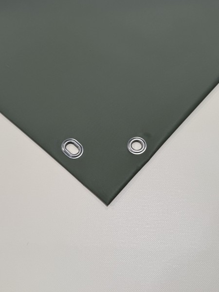PVC matt mit Canvas-Maserung mit Saum und Ösen alle 100cm, Scandinavian Green