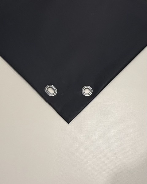 PVC matt mit Canvas-Maserung mit Saum und Ösen alle 100cm, Midnight Black