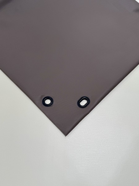 PVC matt mit Canvas-Maserung mit Saum und Ösen alle 100cm, Raw Taupe