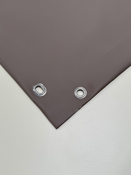 PVC matt mit Canvas-Maserung mit Saum und Ösen alle 100cm, Raw Taupe