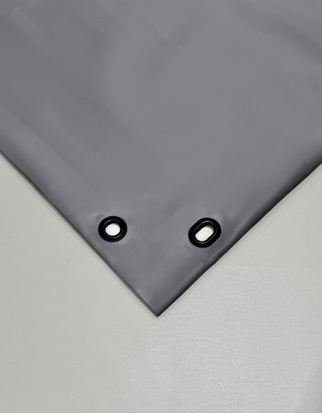 PVC matt mit Saum und Ovalösen alle 50cm, steingrau