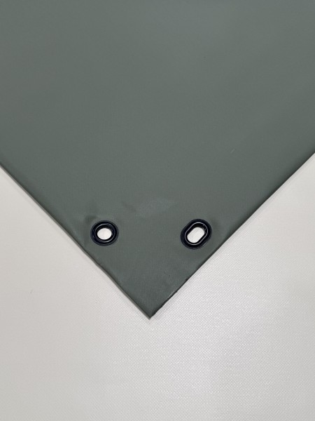 PVC matt mit Canvas-Maserung mit Saum und Ösen alle 100cm, Scandinavian Green
