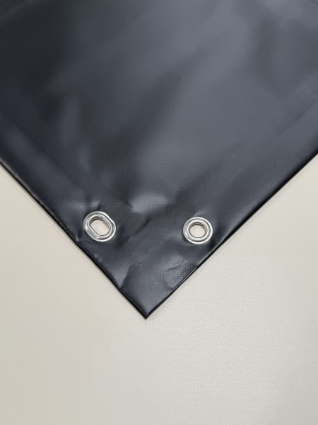 PVC matt mit Saum und Ösen alle 50cm, schwarz